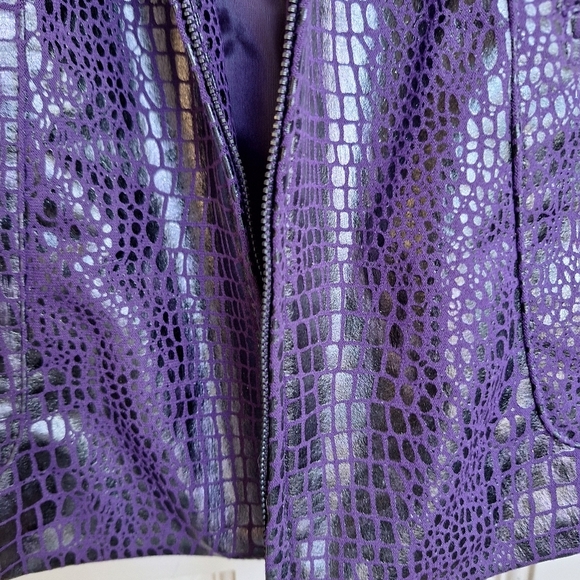 Plus Sz3X Purple Elemenz Jacket Faux Croc Zip Front/Pockets Brand New With Tags - Picture 4 of 10